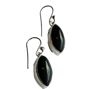 Sterling silver black onyx dangle drop earrings 🆕